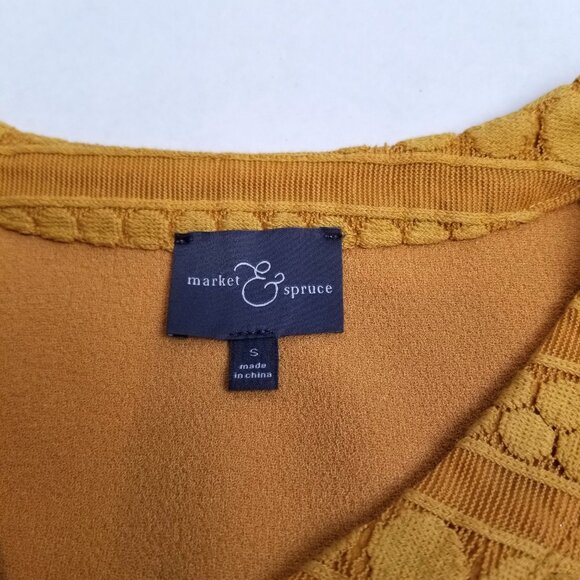 Market Spruce Textured Knit Tank Top S Gold Mustard V Neck Sleeveless Boho - Picture 4 of 6